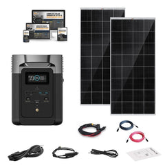 EcoFlow DELTA 2 Solar Generator Kit | 1,800W / 1,024Wh + Dual 100W Panels | LiFePO4 Battery, Expandable, Plug-and-Play Backup Power