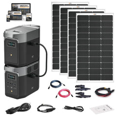 EcoFlow DELTA 2 Solar Generator Kit | 1,800W / 1,024Wh + Dual 100W Panels | LiFePO4 Battery, Expandable, Plug-and-Play Backup Power