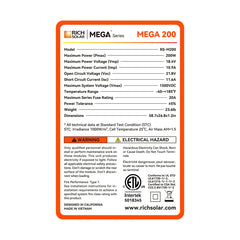 200 Watt Solar Panel | High Efficiency 12V Monocrystalline (19.98% Efficiency) | 25-Year Power Output Warranty - ShopSolar.com