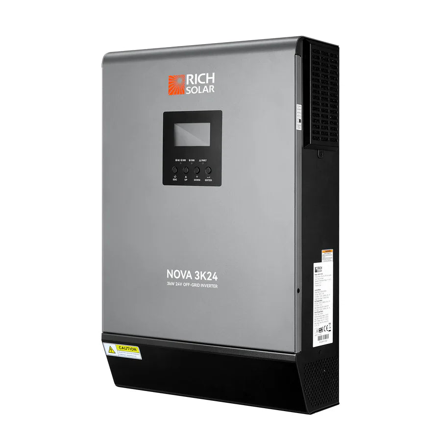 RICH Solar NOVA MAX 3K | 3000 Watt (3kW) 24 Volt Off-Grid Hybrid Solar Inverter | Powerful 3000W 24V Hybrid Inverter | #1 Ranked 24V Hybrid Inverter - ShopSolar.com