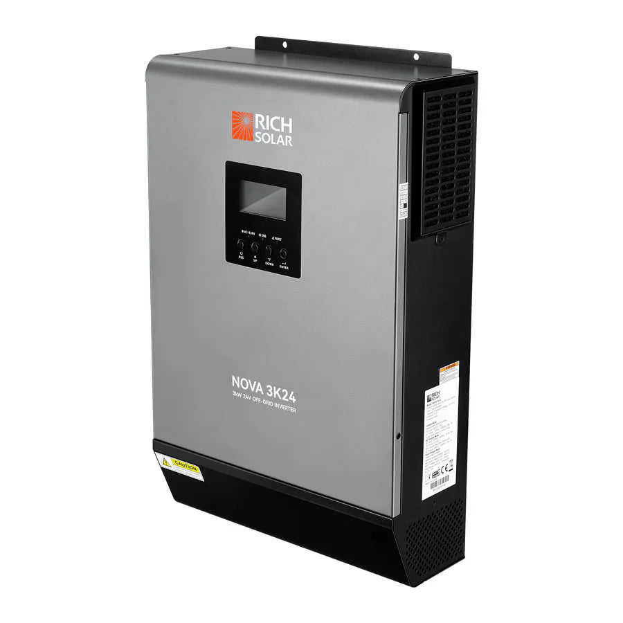 RICH Solar NOVA MAX 3K | 3000 Watt (3kW) 24 Volt Off-Grid Hybrid Solar Inverter | Powerful 3000W 24V Hybrid Inverter | #1 Ranked 24V Hybrid Inverter - ShopSolar.com