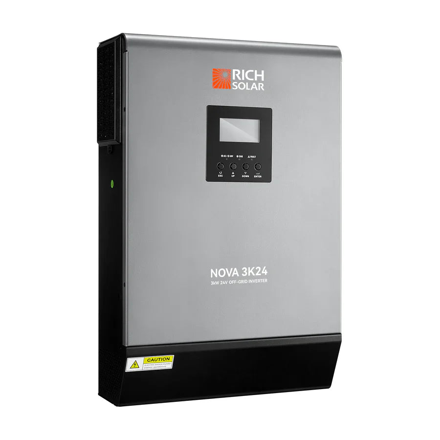 RICH Solar NOVA MAX 3K | 3000 Watt (3kW) 24 Volt Off-Grid Hybrid Solar Inverter | Powerful 3000W 24V Hybrid Inverter | #1 Ranked 24V Hybrid Inverter - ShopSolar.com