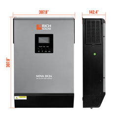 RICH Solar NOVA MAX 3K | 3000 Watt (3kW) 24 Volt Off-Grid Hybrid Solar Inverter | Powerful 3000W 24V Hybrid Inverter | #1 Ranked 24V Hybrid Inverter - ShopSolar.com